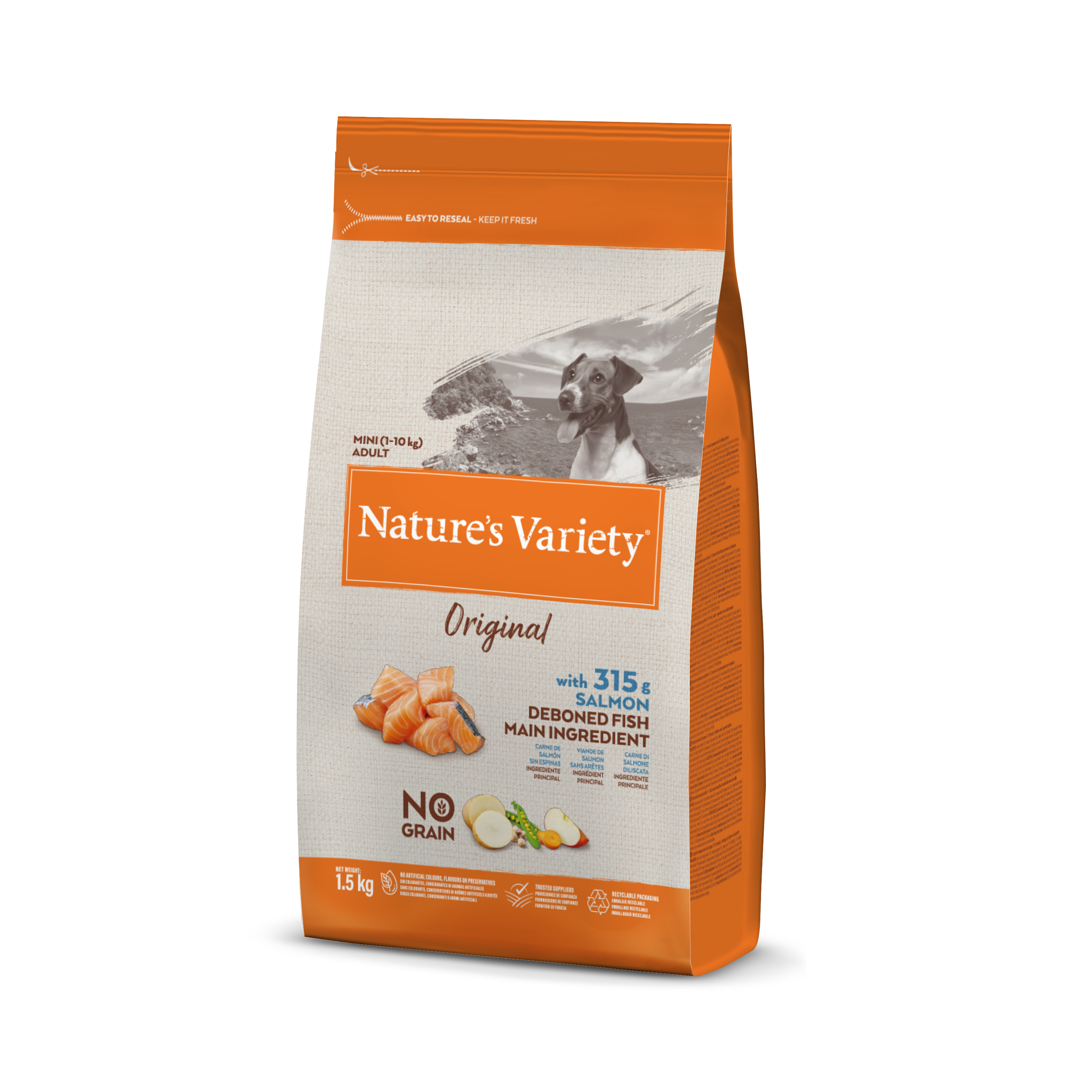 NO GRAIN MINI ADULT (lašiša) 1,5 kg