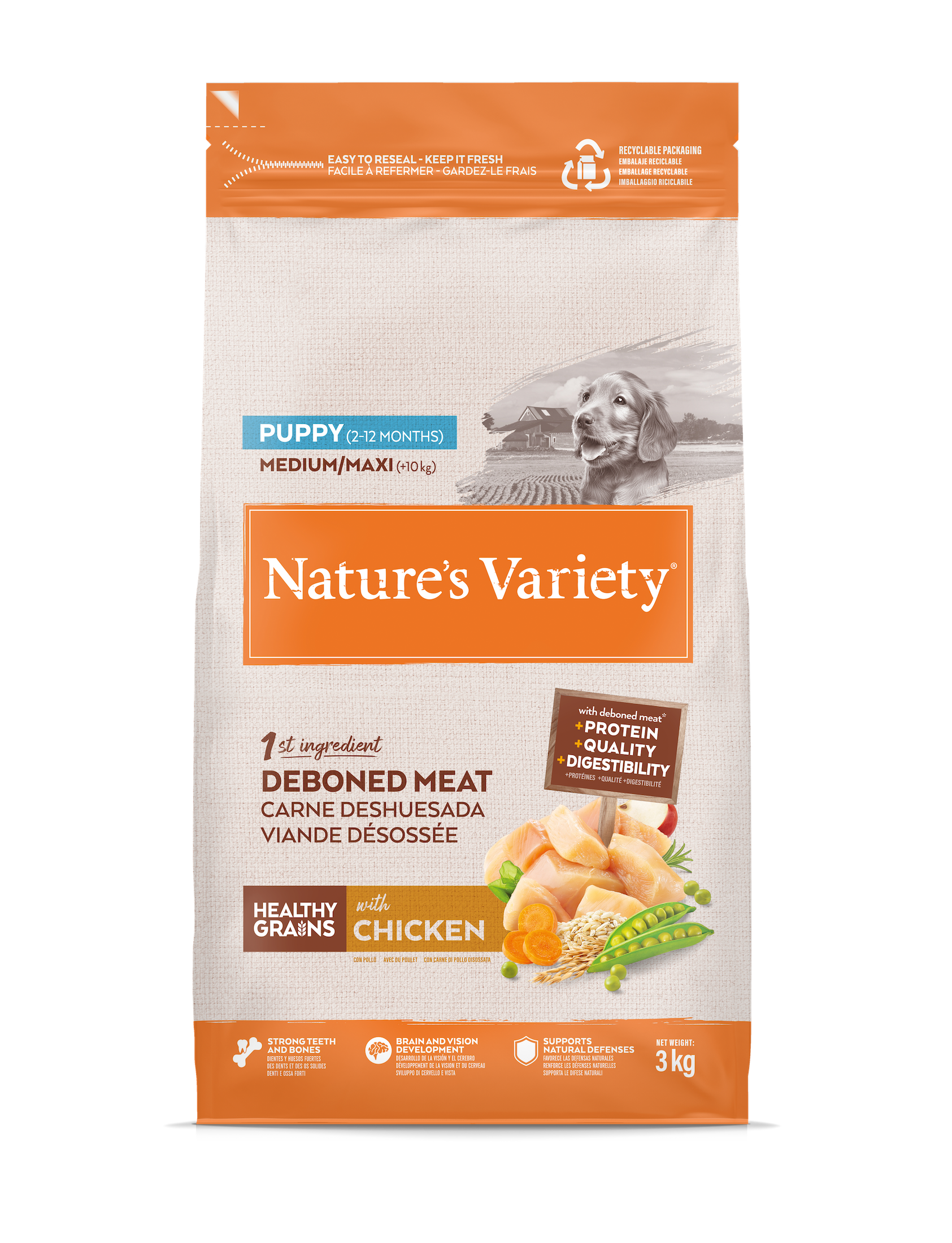 HEALTHY GRAINS PUPPY MED/MAXI (vištiena)3 kg